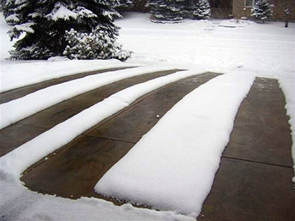 Radiant heated driveway after a snowstorm